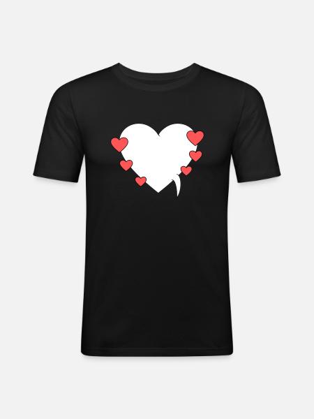 Speech bubble with hearts - Men's Slim Fit T-Shirt - black