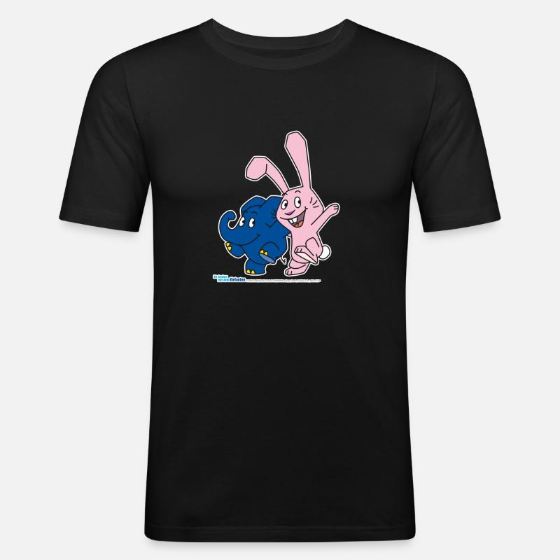 Elephant and rabbit hopping - Men's Slim Fit T-Shirt - black