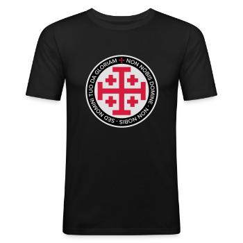 Jerusalem Crusader Cross - Men's Slim Fit T-Shirt - black - Front - Nik (191cm)