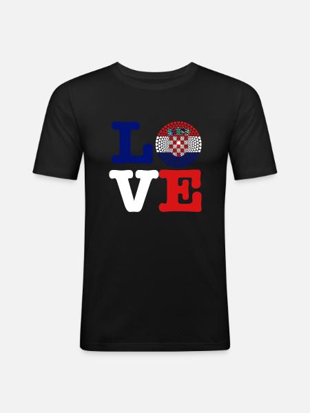 CROATIA HEART - Men's Slim Fit T-Shirt - black
