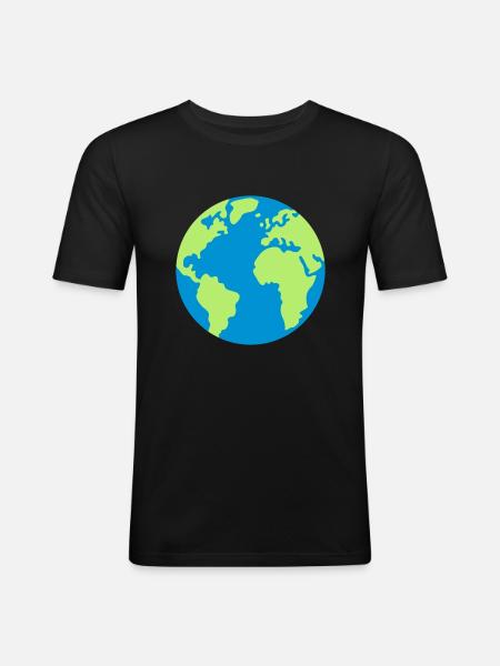 Planet Erde - Männer Slim Fit T-Shirt - Schwarz