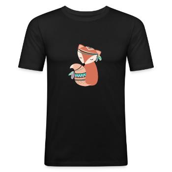 tribal Füchsin - Männer Slim Fit T-Shirt - Schwarz - Vorne - Nik (191cm)