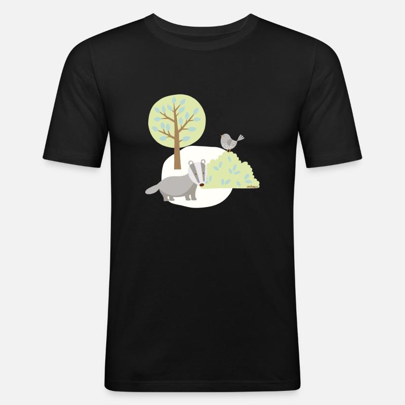 Patch_Dachs - Männer Slim Fit T-Shirt - Schwarz