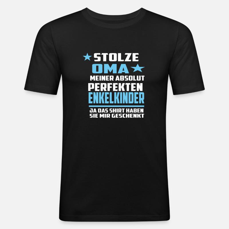 Stolze Oma - Männer Slim Fit T-Shirt - Schwarz