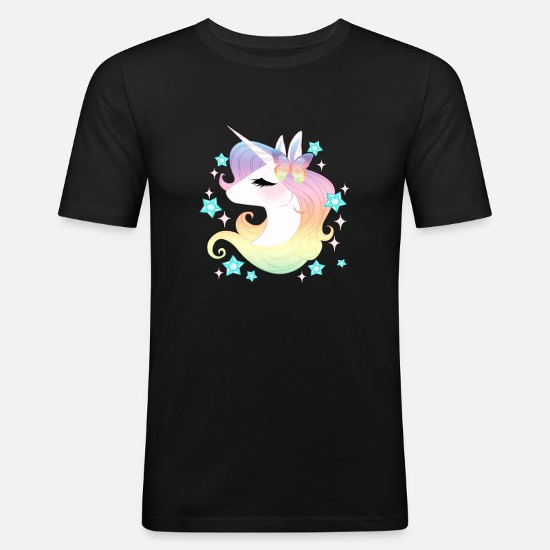 Einhorn Strars - Männer Slim Fit T-Shirt - Schwarz