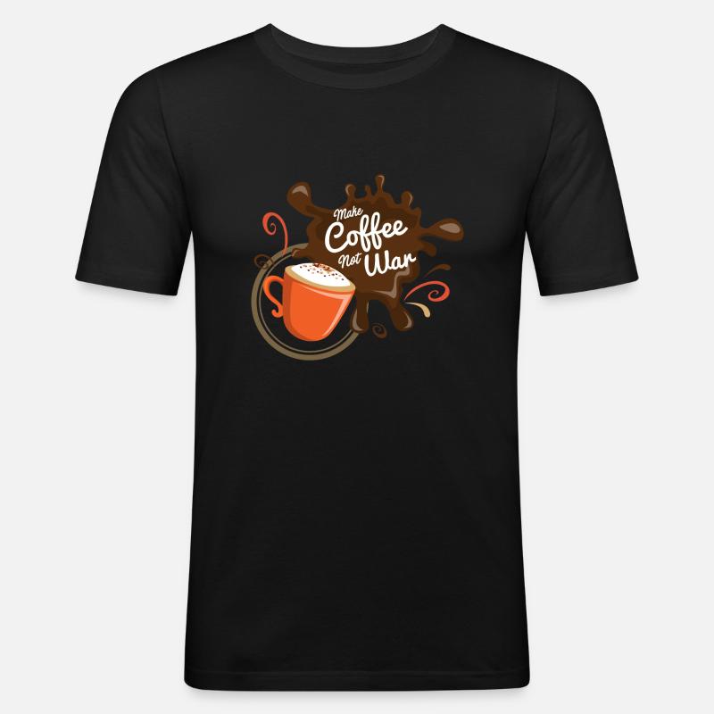 Make Coffee Not War - Männer Slim Fit T-Shirt - Schwarz