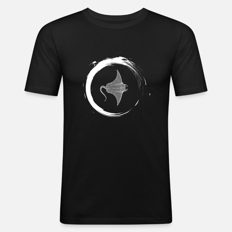 Rochen - Männer Slim Fit T-Shirt - Schwarz