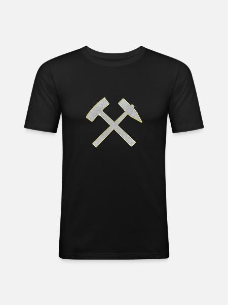 Glück Auf! Logo Schlägel und Eisen Schmuck Bling - Männer Slim Fit T-Shirt - Schwarz