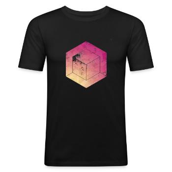 cube - Men's Slim Fit T-Shirt - black - Front - Nik (191cm)