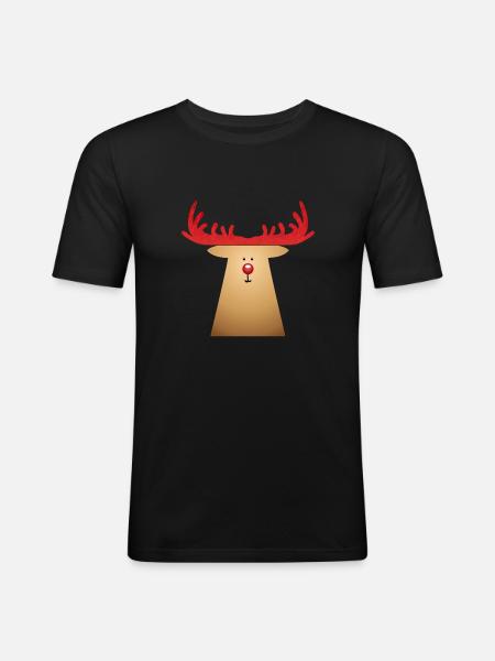 Rentier - Männer Slim Fit T-Shirt - Schwarz