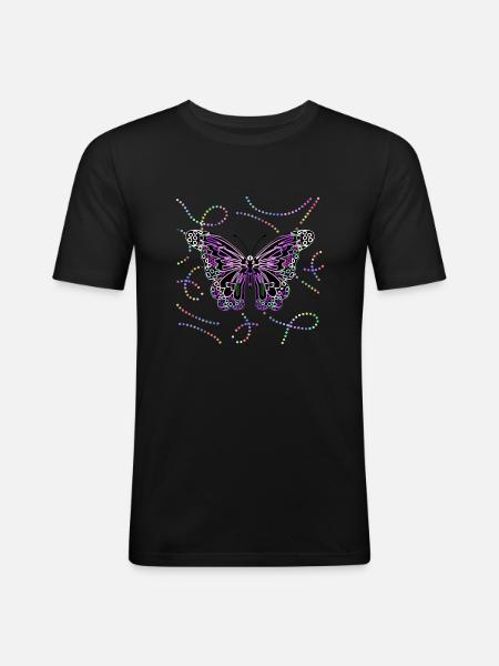 Schmetterling - Männer Slim Fit T-Shirt - Schwarz