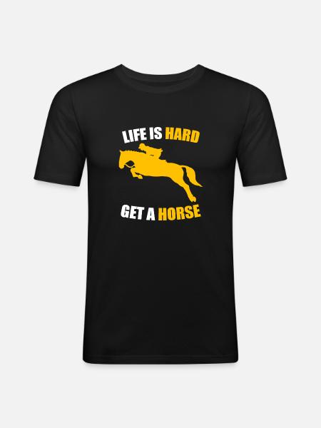 Pferd - Männer Slim Fit T-Shirt - Schwarz