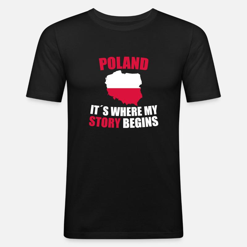 Polen - Männer Slim Fit T-Shirt - Schwarz