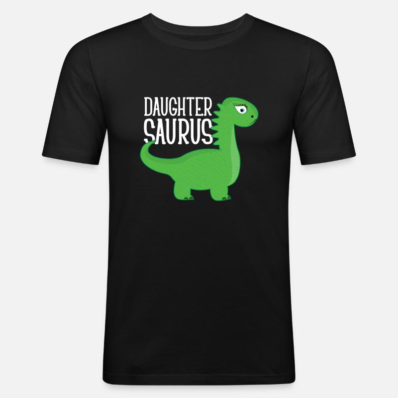 Daughter Saurus Funny Gift - Männer Slim Fit T-Shirt - Schwarz