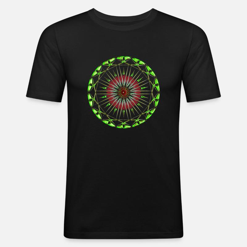 Mandala - Männer Slim Fit T-Shirt - Schwarz