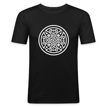 Keltische Symbole Schildknoten - Geschenkidee - Männer Slim Fit T-Shirt - Schwarz - Vorne - Nik (191cm)