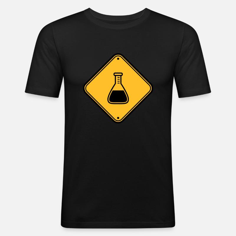 attention science bouclier note attention - T-shirt près du corps Homme - noir