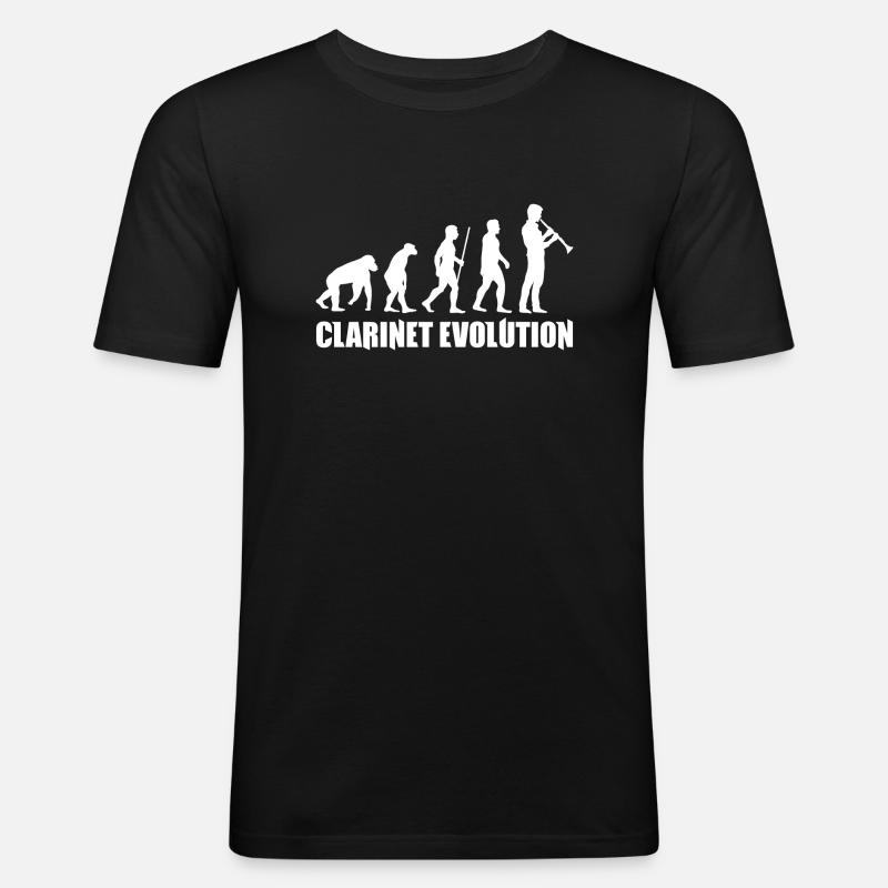 Clarinet Evolution Music T-Shirt - Männer Slim Fit T-Shirt - Schwarz