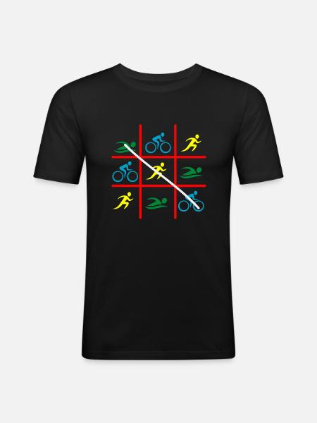 TRIATHLON SWIM BIKE RUN - Men's Slim Fit T-Shirt - black