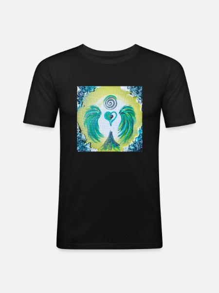 Herzengel "Dissolution of communication blockages" - Men's Slim Fit T-Shirt - black