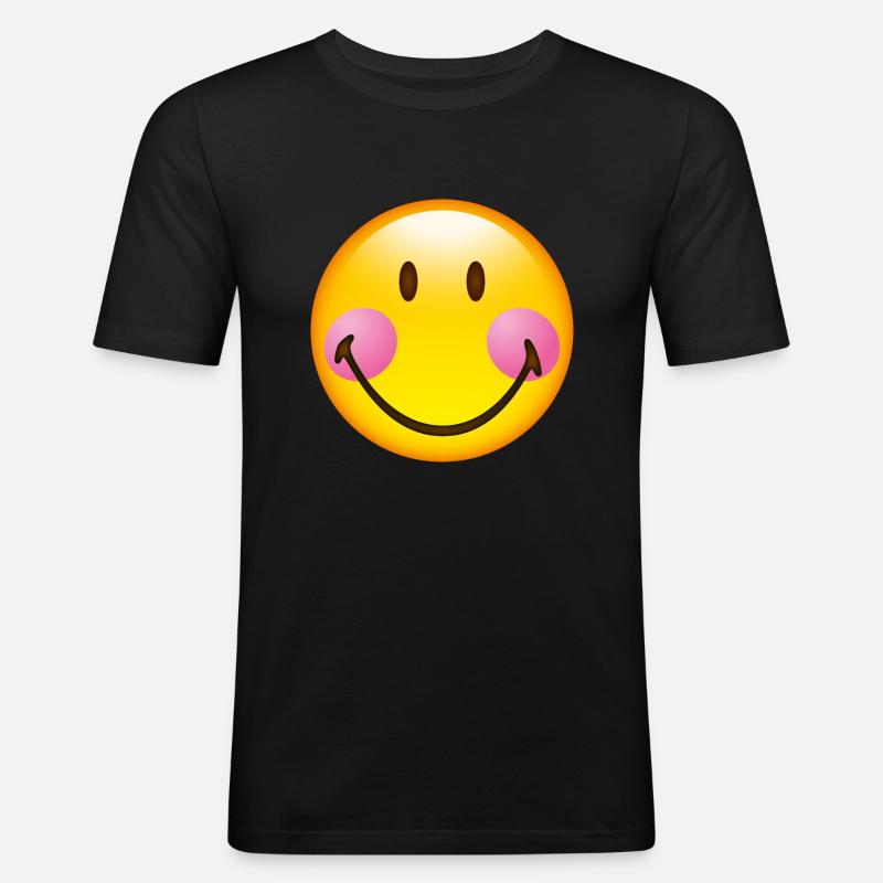 Smiley Glossy Blush - Männer Slim Fit T-Shirt - Schwarz