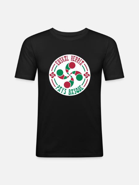 croix basque lauburu 59 - T-shirt près du corps Homme - noir