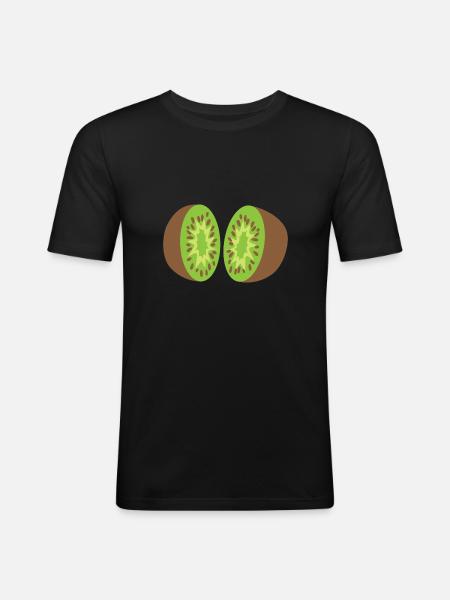 kiwi som delar upp 2 bitar kiwifrukt - Slim Fit T-shirt herr - svart