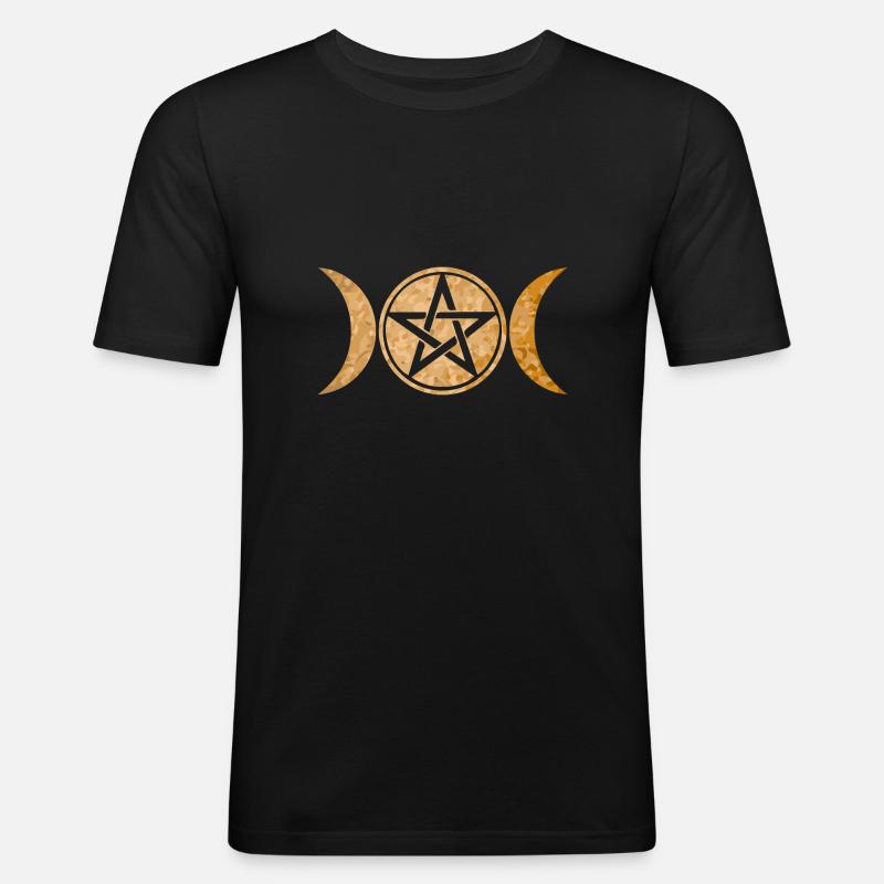 Wiccan Symbol Dreifach-Mond Geschenkidee - Männer Slim Fit T-Shirt - Schwarz