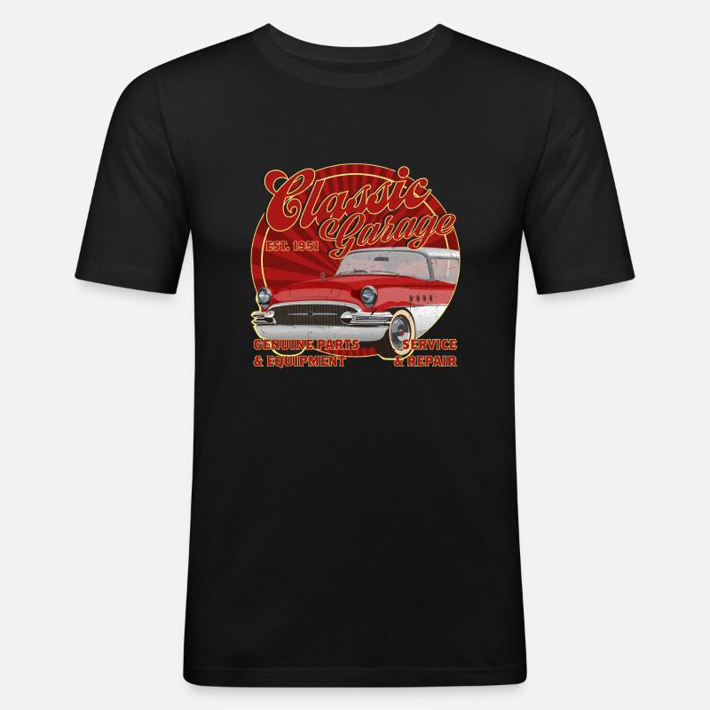 Classic Garage Rockabilly Oldtimer - Männer Slim Fit T-Shirt - Schwarz