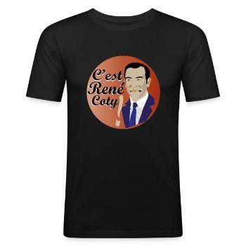 OSS 117 Drôle - T-shirt près du corps Homme - noir - Devant - Nik (191cm)