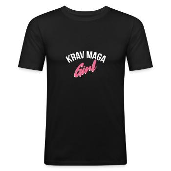 Krav Maga Girl Self Defense Arts martiaux cadeau - T-shirt près du corps Homme - noir - Devant - Nik (191cm)