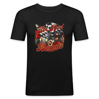 Bandit Hot Rod - T-shirt près du corps Homme - noir - Devant - Nik (191cm)