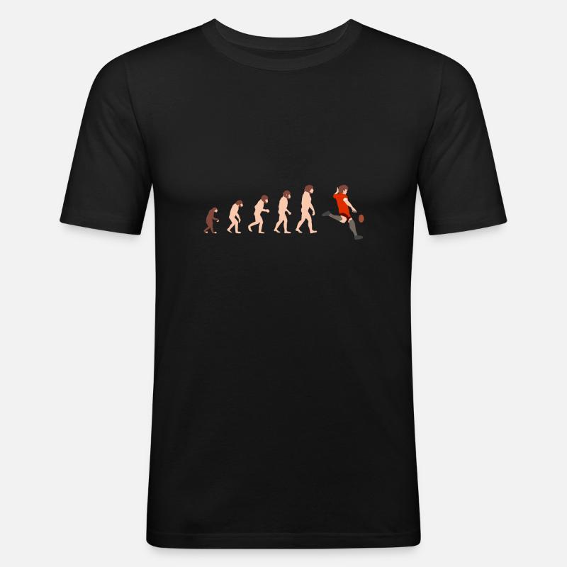 Evolution Rugby Lustige Geschenkidee - Männer Slim Fit T-Shirt - Schwarz