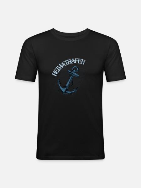 HEIMATHAFEN - Männer Slim Fit T-Shirt - Schwarz