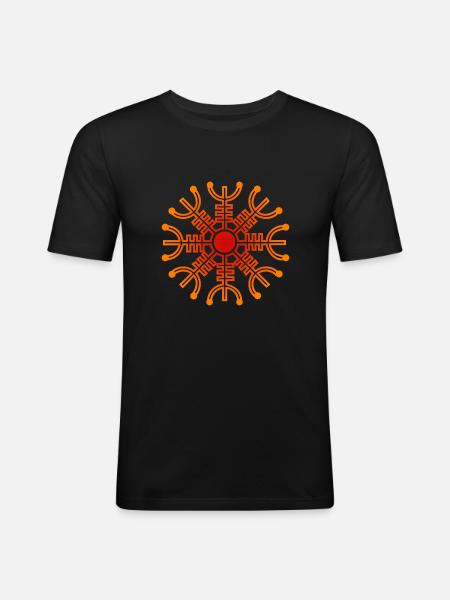 Symbole nordique Aegishjalmur symbole cadeau - T-shirt près du corps Homme - noir