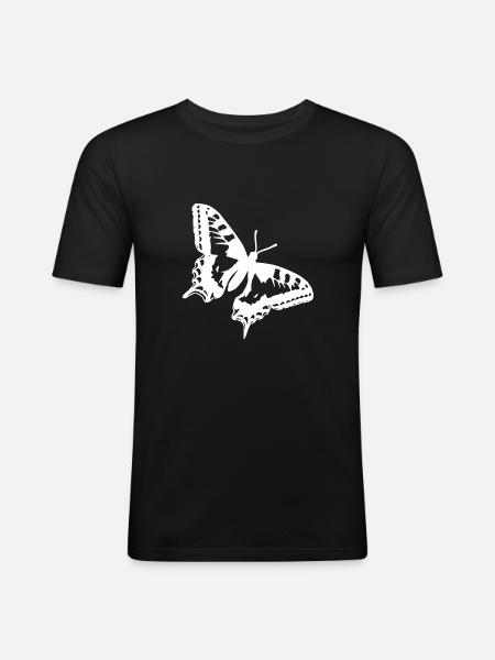 Papillon blanc - T-shirt près du corps Homme - noir