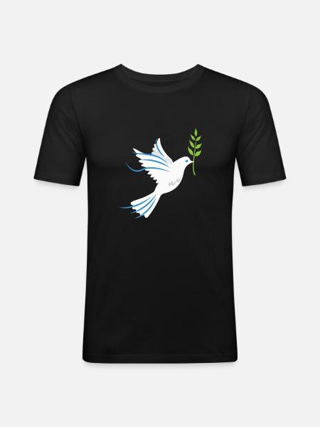 Friedenstaube Symbol der Freundschaft Geschenkidee - Männer Slim Fit T-Shirt - Schwarz