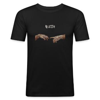 Adan Schöpfung - Männer Slim Fit T-Shirt - Schwarz - Vorne - Nik (191cm)