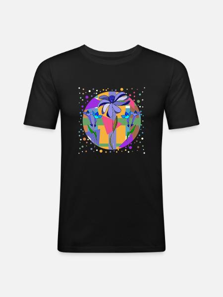 Blumen - Männer Slim Fit T-Shirt - Schwarz