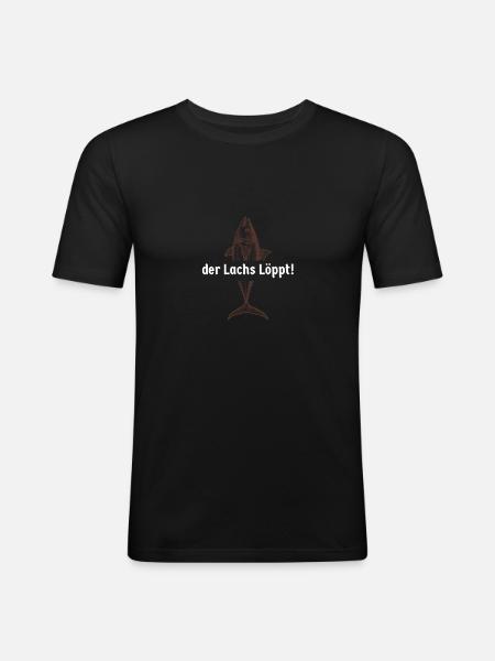 Der Lachs löppt! - Männer Slim Fit T-Shirt - Schwarz