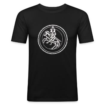Templerorden Siegel der Tempelritter Geschenkidee - Männer Slim Fit T-Shirt - Schwarz - Vorne - Nik (191cm)