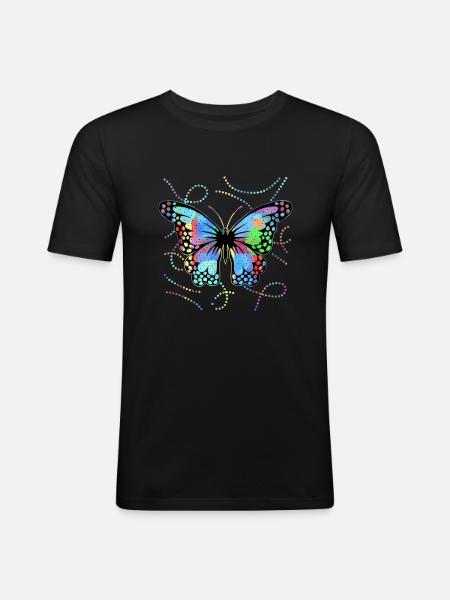 papillon - T-shirt près du corps Homme - noir