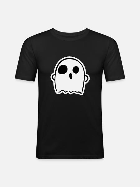 Cute Ghost - Männer Slim Fit T-Shirt - Schwarz