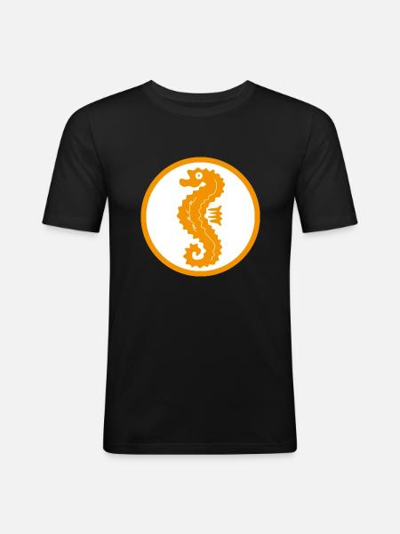 Seepferdchen Moin Ostsee Nordsee - Männer Slim Fit T-Shirt - Schwarz