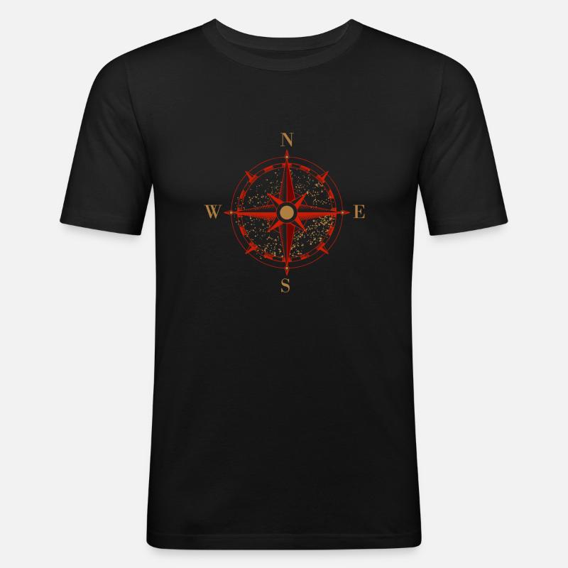 Symbol Kompass Navigation Retro Geschenkidee - Männer Slim Fit T-Shirt - Schwarz