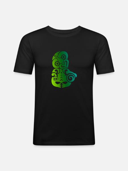 Maori Tiki Koru Polynesialainen heimotatuointilahja - Miesten tyköistuva t-paita - musta