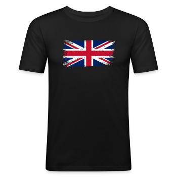 Drapeau de la Grande-Bretagne - T-shirt près du corps Homme - noir - Devant - Nik (191cm)