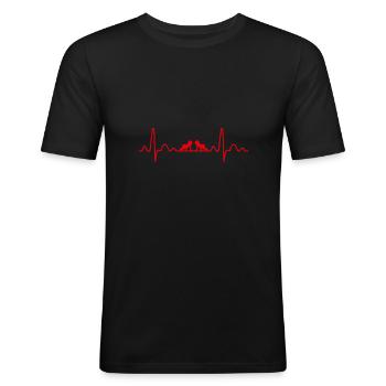 Cadeau de papa de jumeaux de maman de battement de coeur - T-shirt près du corps Homme - noir - Devant - Nik (191cm)