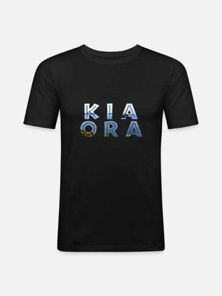 Double Exposure Kia Ora Ocean New Zealand Gift - Men's Slim Fit T-Shirt - black