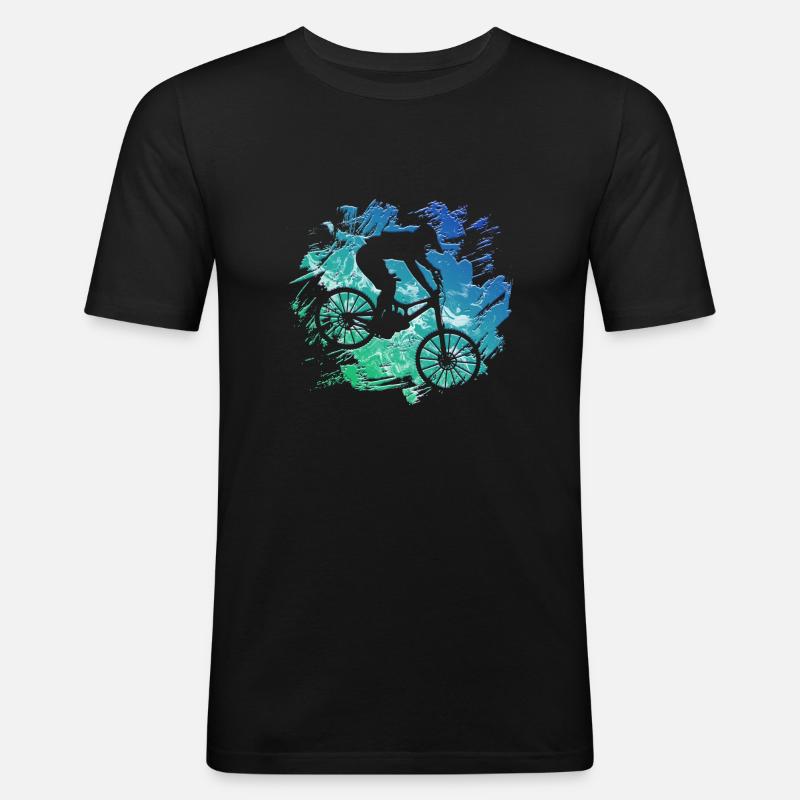 Downhill Mountainbiker MTB - Männer Slim Fit T-Shirt - Schwarz
